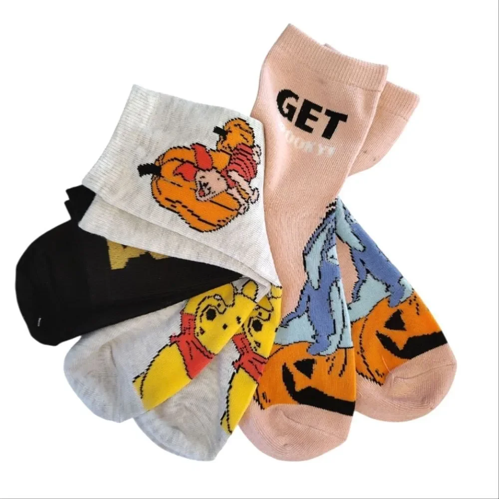 Disney Winnie The‎ Pooh Halloween 3 Pack Crew Socks NWT
